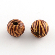Printed Natural Wood Beads, Macrame Beads Large Hole, Round, Saddle Brown, 20x18mm, Hole: 4~5mm(X-WOOD-R243-20mm-B05)