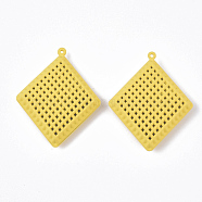 Spray Painted Iron Pendants, Hollow, Rhombus, Gold, 34x27x7mm, Hole: 1mm(X-IFIN-N004-04H)