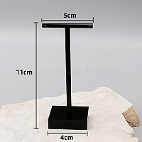 T Shaped Acrylic Earring Display Stand, Jewelry Displays Rack, Jewelry Tree Stand, with Holes and Rectangle Pedestal, Black, 4x5x11cm