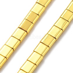 Synthetic Magnetic Hematite Beads Strands, 2-Hole, Rectangle, Golden Plated, 5.5~6x6x3mm, Hole: 1.4mm, about 65pcs/strand, 16.14''(41cm)(G-M095-N01-01G)