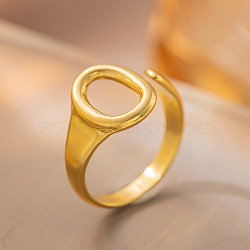 304 Stainless Steel Cuff Rings, Real 18K Gold Plated, Oval, US Size 4 1/4(15mm)~20mm (FS-WG2A607-15)