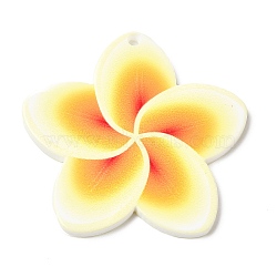 Opaque Acrylic Pendants, Flower, Gold, 38x39x2.5mm, Hole: 1.6mm(SACR-P021-02B)