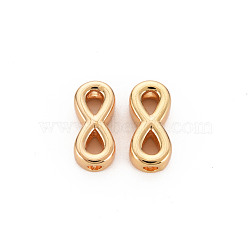 Brass Beads, Nickel Free, Infinity, Real 18K Gold Plated, 6x12.5x4mm, Hole: 1.8mm(KK-S356-594-NF)