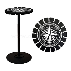 Wooden Wheel, Wooden Display Shelf, Black Holder Stand, Rustic Divination Pendulum Storage Rack, Witch Stuff, Star Pattern, Wheel: 120x8mm, 2pcs, Studdle: 288x12mm, 1pc(DJEW-WH0046-050)