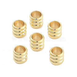 Brass European Beads, Large Hole Beads, Cadmium Free & Lead Free, Grooved Beads, Column, Real 24K Gold Plated, 6x5.5mm, Hole: 4mm(KK-M288-06G)