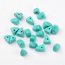 Natural Howlite Beads, Dyed & Heated, Nuggets, Medium Turquoise, 6~8x4~6x3~5mm, Hole: 1mm(TURQ-G929-D01)