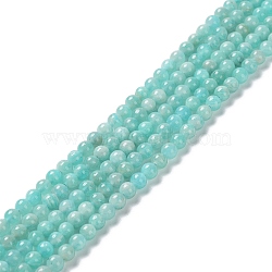 Natural Amazonite Beads Strands, Round, Grade A, 4mm, Hole: 0.8mm, about 89pcs/strand, 14.96 inch(38cm)(X-G-F461-12-4mm-01)