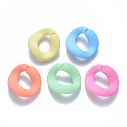 Opaque Spray Painted Acrylic Linking Rings, Quick Link Connectors, for Curb Chains Making, Twist, Mixed Color, 31x32x10mm, Inner Diameter: 19x12.5mm(OACR-S036-004B-I)