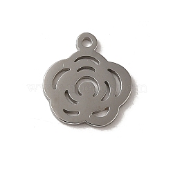 304 Stainless Steel Charms, Laser Cut, Flower Charm, Stainless Steel Color, 11.5x10.5x1mm, Hole: 1mm(STAS-L022-319P)