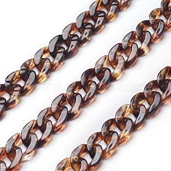 Acrylic Curb Chains, Coconut Brown, Link:13x10~10.5x2.5~3mm, about 70cm/strand, 27.56 inch(X-SACR-P065-R10)