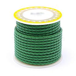 Braided Cowhide Leather Cord, Leather Rope String for Bracelets, Teal, 3mm, about 8.74 yards(8m)/roll(NWIR-N005-01K-3mm)