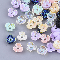 Opaque Resin Beads, AB Color Plated, 3-Petal, Flower, Mixed Color, 6x6.5x2.5mm, Hole: 1mm(X-RESI-T040-011)