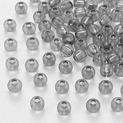 Transparent Acrylic Beads, Round, Dark Gray, 6x5mm, Hole: 1.8mm, about 440pcs/50g(X-MACR-S370-A6mm-769)