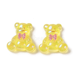 Glitter Plated Resin Cabochons, Bear, Gold, 20x19x6.5mm(RESI-H163-01)