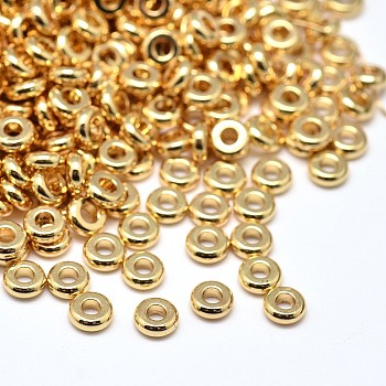 Brass Flat Round Spacer Beads, Golden, 7x2mm, Hole: 2mm