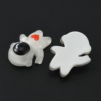 Space Theme Translucent Resin Cabochons, Spaceman Shape with Heart Pattern, Red, 25x20x8.5mm