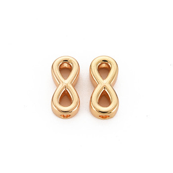 Brass Beads, Nickel Free, Infinity, Real 18K Gold Plated, 6x12.5x4mm, Hole: 1.8mm