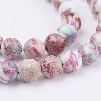 Natural Imperial Jasper Beads Strands, Dyed, Round, Plum, 8.5mm, Hole: 1mm, about 48pcs/strand, 15.35 inch(39cm)