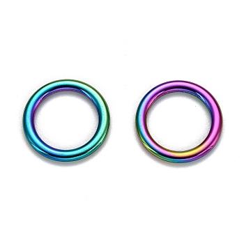 Ion Plating(IP) 304 Stainless Steel Linking Rings, Round Ring, Rainbow Color, 17x1.8mm, Inner Diameter: 12.2mm