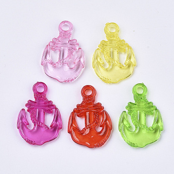 Transparent Acrylic Pendants, Dyed, Anchor, Mixed Color, 28.5x19x4mm, Hole: 3mm, about 500pcs/500g