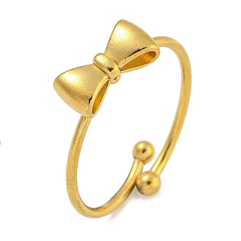 304 Stainless Steel Adjustable Ring for Women, Bowknot, Golden, 5.5x11mm, Inner Diameter: 18.2mm