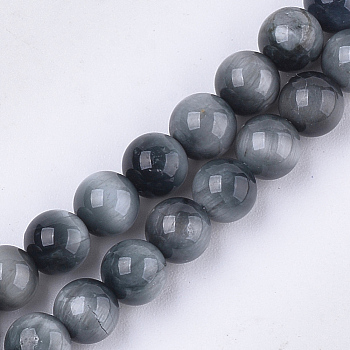 Natural Hawk's Eye Beads Strands, Eagle Eye Stone, Grade A, Round, 6mm, Hole: 0.8mm, about 30~33pcs/strand, 7.6 inch