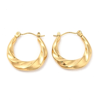 Ion Plating(IP) 304 Stainless Steel Hoop Earrings for Women, Golden, 22.5x22x4mm