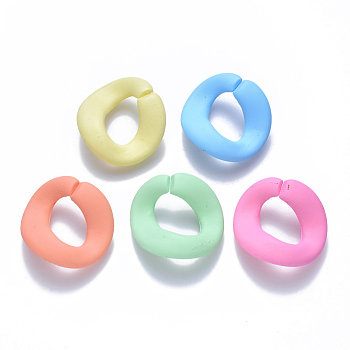 Opaque Spray Painted Acrylic Linking Rings, Quick Link Connectors, for Curb Chains Making, Twist, Mixed Color, 31x32x10mm, Inner Diameter: 19x12.5mm