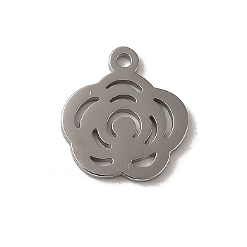 304 Stainless Steel Charms, Laser Cut, Flower Charm, Stainless Steel Color, 11.5x10.5x1mm, Hole: 1mm