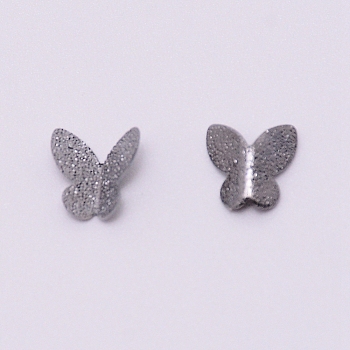 Textured Alloy Cabochons, Nail Art Studs, Nail Art Decoartion Accessories, Butterfly, Matte Gunmetal Color, 7.5x7.5x2.5mm, 5pcs/bag