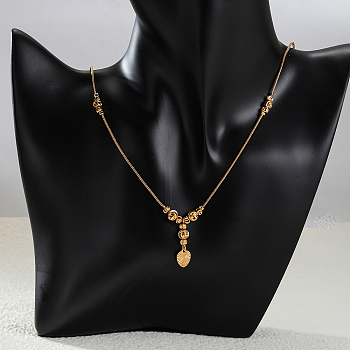 Elegant Brass Heart Pendant Necklaces, for Girlfriend's Birthday Gift, Real 18K Gold Plated, 18.90 inch(480mm)