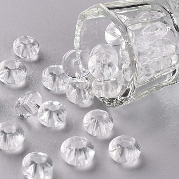 Transparent Colours Glass Round Beads, Round Hole, Clear, 3~5x9~10mm, Hole: 2.5mm, about 660pcs/pound