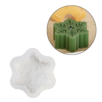 DIY Silicone Candle Molds, Resin Casting Molds, For UV Resin, Epoxy Resin Craft Making, White, Snowflake, 70x63x25.5mm