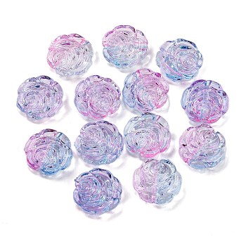 909Pcs Transparent Two Tone Acrylic Beads, Flower, Medium Slate Blue, 13.5x14x5mm, Hole: 1.6mm, about 909pcs/500g