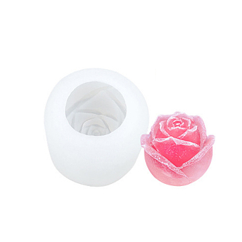 Rose Flower Shape DIY Candle Silicone Molds, for Scented Candle Making, White, 4.8x4.1cm