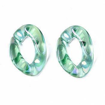 Transparent Acrylic Linking Rings, AB Color Plated, Quick Link Connectors, For Jewelry Curb Chains Making, Twist, Medium Sea Green, 30x21.5x7mm, Inner Diameter: 8x17mm