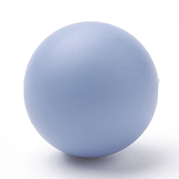 Food Grade Eco-Friendly Silicone Beads, Round, Light Steel Blue, 14~15mm, Hole: 2mm