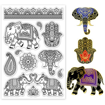 Custom PVC Plastic Clear Stamps, for DIY Scrapbooking, Photo Album Decorative, Cards Making, Elephant, 160x110x3mm