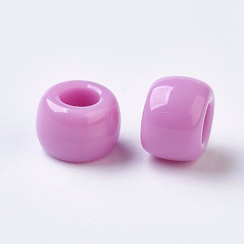 Resin Large Hole Beads, Barrel, Violet, 8x5~6mm, Hole: 4mm, about 202pcs/50g