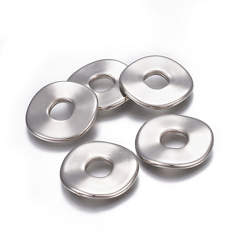 CCB Plastic Beads, Donut/Pi Disc, Platinum, 24x2.5~3mm, Hole: 7.5~8mm