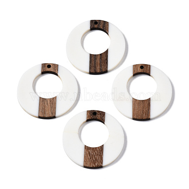 White Donut Resin+Wood Pendants