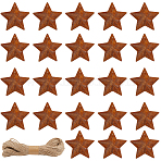 Star Rust Iron Big Pendants, with Jute Cord, Coconut Brown, 69x72x3mm, Hole: 1.6mm, 30pcs(IFIN-GF0001-09B)