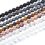 8 Strands 8 Style Natural & Synthetic Gemstone Beads Strands, Round, 6~8mm, Hole: 1~1.2mm, about 45~64pcs/strand, 15.1~15.74 inch, 1strand/style(G-OC0002-09)
