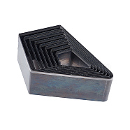 8 Sizes Rhombus Carbon Steel Hole Puncher, Leather Steel Rule Die, with Plastic Box, Stainless Steel Color, 2.1~5.7x1.3~3.5x2.4cm, 8pcs/set(FIND-WH0259-86)