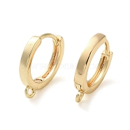 Brass Hoop Earrings Finding, with Horizontal Loop, Ring, Real 18K Gold Plated, 18 Gauge, 15x13.5x2.5mm, Hole: 1.2mm, Pin: 1mm(KK-H455-62G)