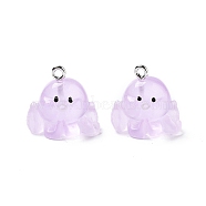 Resin Pendants, with Iron Finding, Octopus Charms, Lilac, 18x18x14mm, Hole: 1.8mm(RESI-A041-01A)