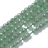 Natural Green Aventurine Beads Strands, Faceted, Round, 3~3.5x2~3.5mm, Hole: 0.2mm, about 120~189pcs/strand, 16.2~16.4 inch(41.3~41.7cm)(G-F596-10-3mm)