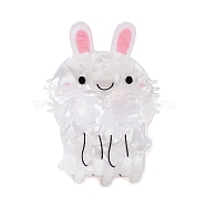 PVC Plastic Claw Hair Clips for Women, with Alloy Finding, Rabbit, White, 50x40x49mm(PHAR-D016-02E)