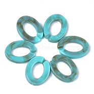 Acrylic Linking Rings, Quick Link Connectors, For Jewelry Chains Making, Imitation Gemstone Style, Oval, Light Sea Green, 24.5x18.5x4mm, Hole: 14.5x9mm, about: 440pcs/500g(OACR-S021-27C)
