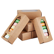 Cardboard Macaron Drawer Boxes, Visible Window Cookies Package Boxes, Rectangle, Camel, 15.5x6.5x5cm(CON-WH0086-132A-02)